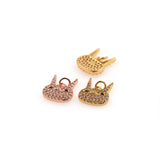 Shiny Micropavé Rabbit Pendant-DIY Jewelry Making Accessories  11x12mm