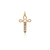 Shiny Minimalist Cross Zircon Pendant-DIY Jewelry Making Accessories   18x28mm