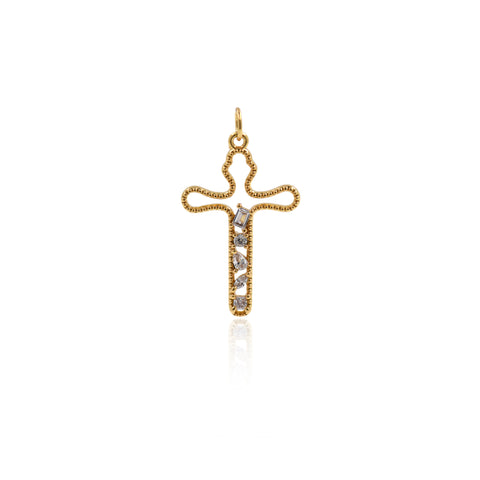 Shiny Minimalist Cross Zircon Pendant-DIY Jewelry Making Accessories   18x28mm