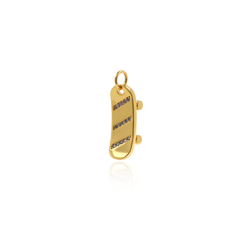 Shiny Micropavé Skateboard Pendant-DIY Jewelry Making Accessories   7x20mm