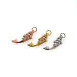 Shiny Micropavé Fish Pendant-Fish Jewelry-DIY Jewelry Making Accessories   8x23mm