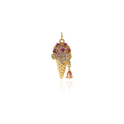Shiny Micropavé Ice Cream Pendant-DIY Jewelry Making Accessories   12x25mm