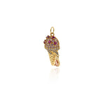 Shiny Micropavé Ice Cream Pendant-DIY Jewelry Making Accessories   12x25mm