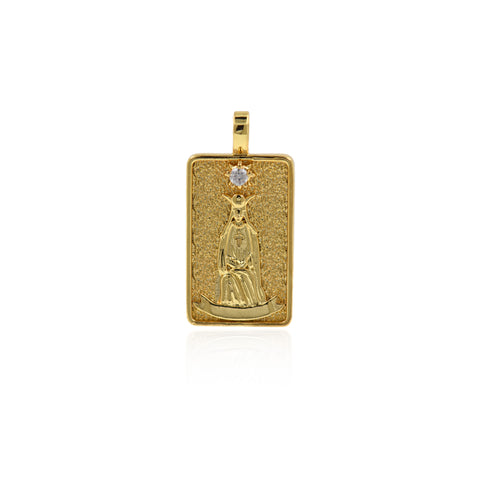 18k Gold High Priestess Tarot Card Pendant Charms for DIY Jewelry Making 15x30mm