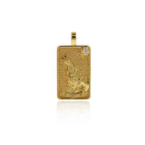 18k Gold Strength Tarot Card Pendant Charms for DIY Jewelry Making 15x30mm