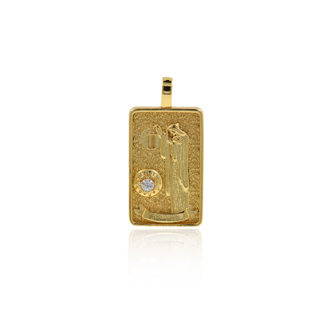 18k Gold Hermit Tarot Card Pendant Charms for DIY Jewelry Making 15x30mm