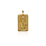 18k Gold Justice Tarot Card Pendant Charms for DIY Jewelry Making 15x30mm