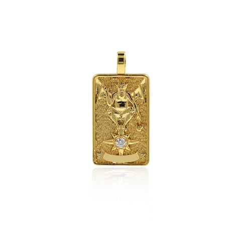 18k Gold Devil Tarot Card Pendant Charms for DIY Jewelry Making 15x30mm