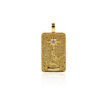 18k Gold Star Tarot Card Pendant Charms for DIY Jewelry Making 15x30mm