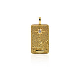 18k Gold Star Tarot Card Pendant Charms for DIY Jewelry Making 15x30mm