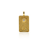 18k Gold Moon Tarot Card Pendant Charms for DIY Jewelry Making 15x30mm