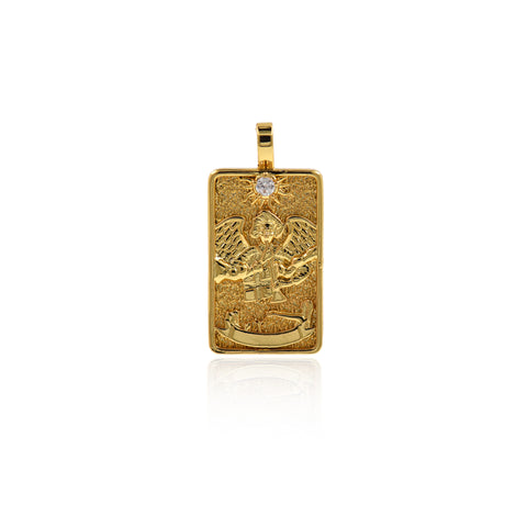 18k Gold Judgement Tarot Card Pendant Charms for DIY Jewelry Making 15x30mm