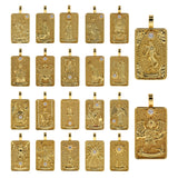 18k Gold Emperor Tarot Card Pendant Charms for DIY Jewelry Making 15x30mm