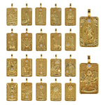 18k Gold Sun Tarot Card Pendant Charms for DIY Jewelry Making 15x30mm