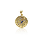 Round Micro Pavé Evil Eye Pendant-Personality Pendant   18x20mm