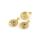 Round Micro Pavé Evil Eye Pendant-Personality Pendant   18x20mm