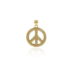 Round Micropavé Peace Pendant-Personalized Pendant  20x23mm