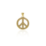 Round Micropavé Peace Pendant-Personalized Pendant  20x23mm