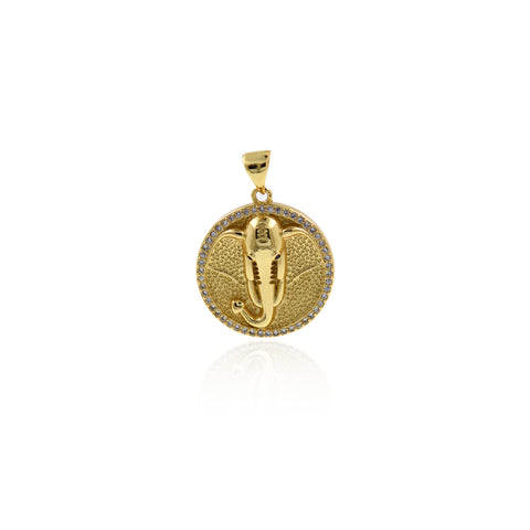 Fine Jewelry-Round Micropavé Elephant Pendant-Personalized Pendant   20x22mm