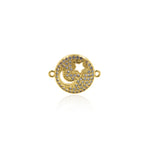 Personalized Jewelry-Micropavé Hollow Moon Star Connector-DIY Jewelry Accessories   19x15mm