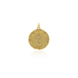 Round Micropavé Twelve Constellation Pendant-DIY Jewelry Accessories   20x22mm