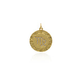 Round Micropavé Twelve Constellation Pendant-DIY Jewelry Accessories   20x22mm