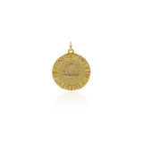 Round Micropavé Twelve Constellation Pendant-DIY Jewelry Accessories   20x22mm