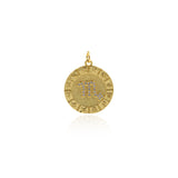 Round Micropavé Twelve Constellation Pendant-DIY Jewelry Accessories   20x22mm