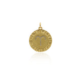 Round Micropavé Twelve Constellation Pendant-DIY Jewelry Accessories   20x22mm
