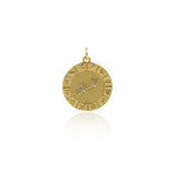 Round Micropavé Twelve Constellation Pendant-DIY Jewelry Accessories   20x22mm
