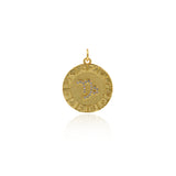 Round Micropavé Twelve Constellation Pendant-DIY Jewelry Accessories   20x22mm