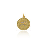 Round Micropavé Twelve Constellation Pendant-DIY Jewelry Accessories   20x22mm