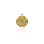 Round Micropavé Twelve Constellation Pendant-DIY Jewelry Accessories   20x22mm