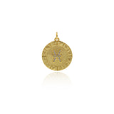 Round Micropavé Twelve Constellation Pendant-DIY Jewelry Accessories   20x22mm
