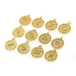 Round Micropavé Twelve Constellation Pendant-DIY Jewelry Accessories   20x22mm