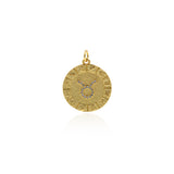 Round Micropavé Twelve Constellation Pendant-DIY Jewelry Accessories   20x22mm