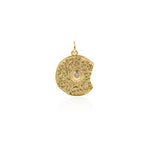 Shiny Half Moon Zircon Pendant-DIY Jewelry Making Accessories   16x20mm