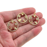Shiny Round Hollow Multi-Element Pendant-DIY Jewelry Making Accessories   21x23mm