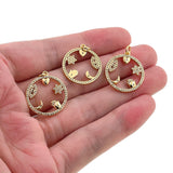 Shiny Round Hollow Multi-Element Pendant-DIY Jewelry Making Accessories   21x23mm