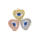 Shiny Heart Shaped Evil Eye Pendant-DIY Jewelry Making Accessories   21x19mm