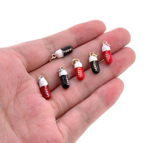 Shiny HAPPY Micropavé Pill Pendant-DIY Jewelry Making Accessories   6x17mm