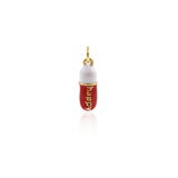 Shiny HAPPY Micropavé Pill Pendant-DIY Jewelry Making Accessories   6x17mm
