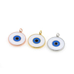 Shiny Round Enamel Evil Eye Pendant-DIY Jewelry Making Accessories   20x22mm