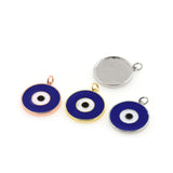 Shiny Round Enamel Evil Eye Pendant-DIY Jewelry Making Accessories   20x22mm