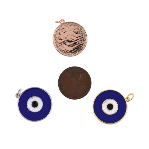 Shiny Round Enamel Evil Eye Pendant-DIY Jewelry Making Accessories   20x22mm