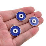 Shiny Round Enamel Evil Eye Pendant-DIY Jewelry Making Accessories   20x22mm