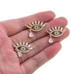 Shiny Evil Eye Zircon Pendant-DIY Jewelry Making Accessories   28x15mm