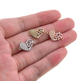 Shiny Micropavé Heart-Shaped Zircon Connector-DIY Jewelry Making Accessories   19x12mm