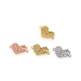 Shiny Micropavé Heart-Shaped Zircon Connector-DIY Jewelry Making Accessories   19x12mm