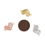 Shiny Micropavé Heart-Shaped Zircon Connector-DIY Jewelry Making Accessories   19x12mm